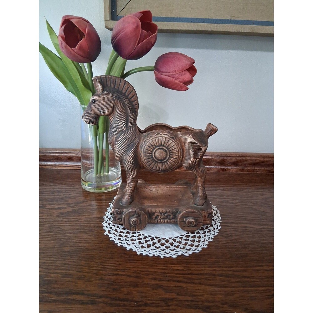 RARE Ruben Japan Vintage Pottery Trojan Horse Planter 7.5" x 4.5" x 8" #143